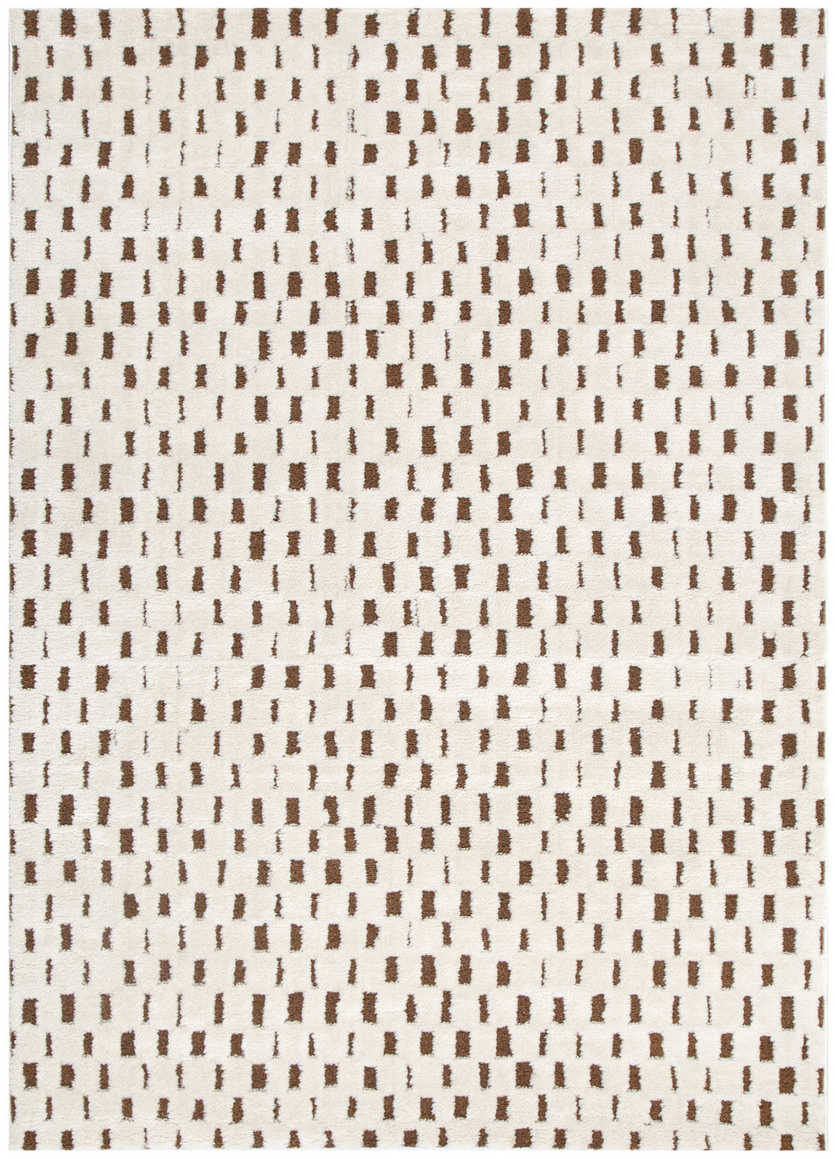 Nila Monochrome Squares Brown and Cream Rug - MIL3