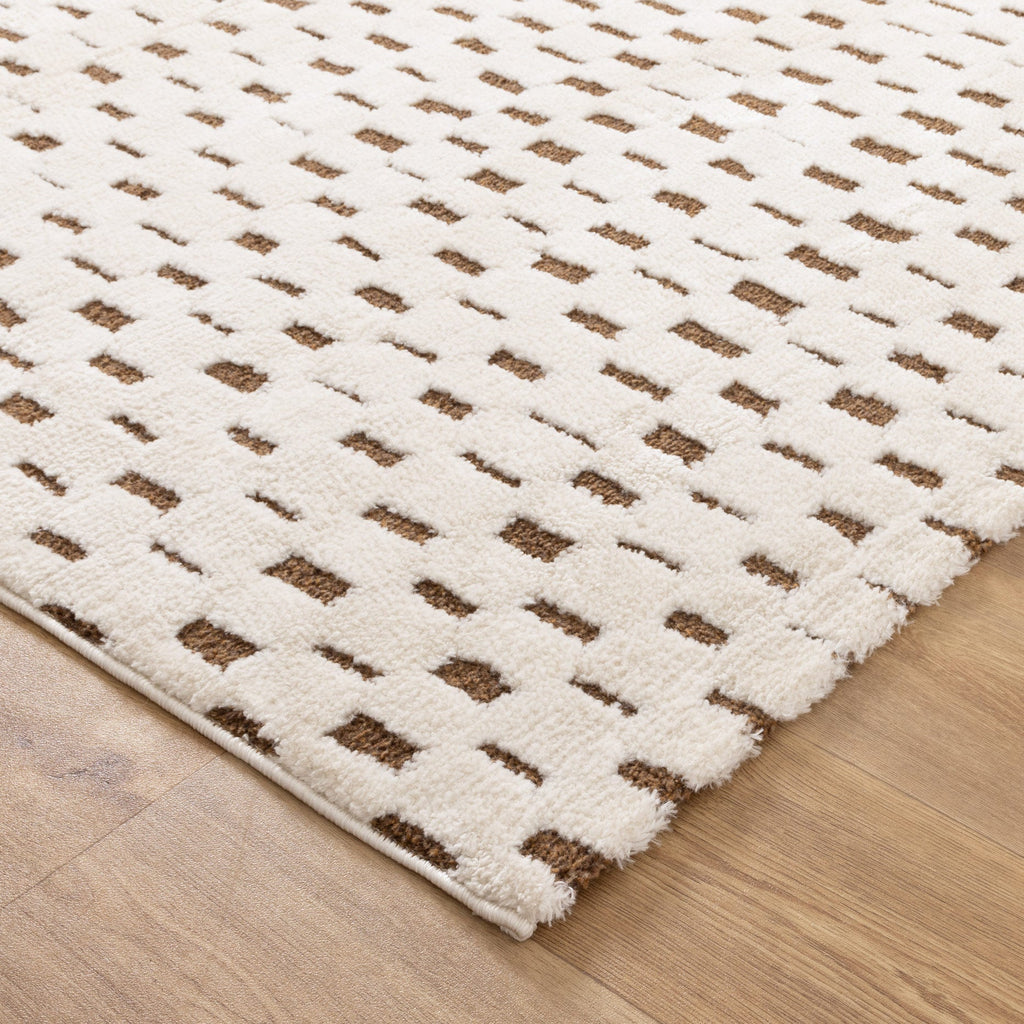 Mila Monochrome Squares Brown and Cream Rug - MIL3