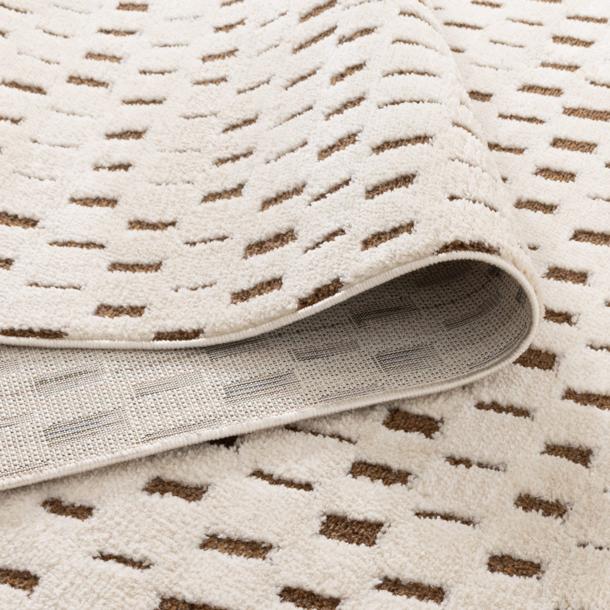 Nila Monochrome Squares Brown and Cream Rug - MIL3