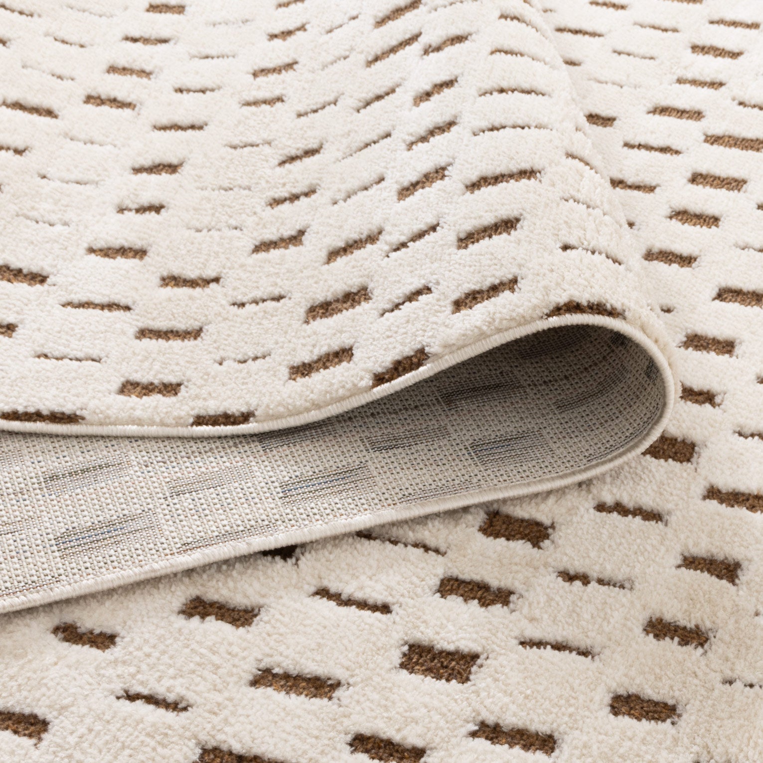 Mila Monochrome Squares Brown and Cream Rug - MIL3