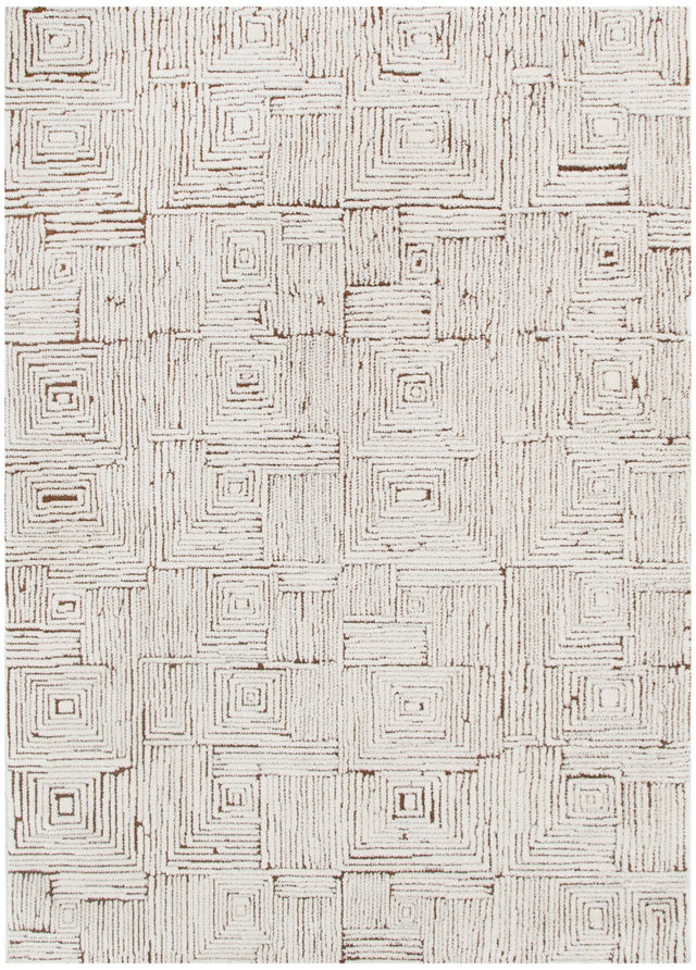 Nila Geometric Squares Cream Brown Rug - MIL8: New Arrival