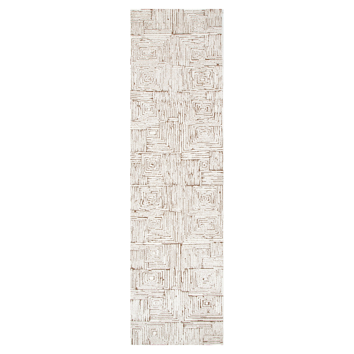 Nila Geometric Squares Cream Brown Rug - MIL8: New Arrival