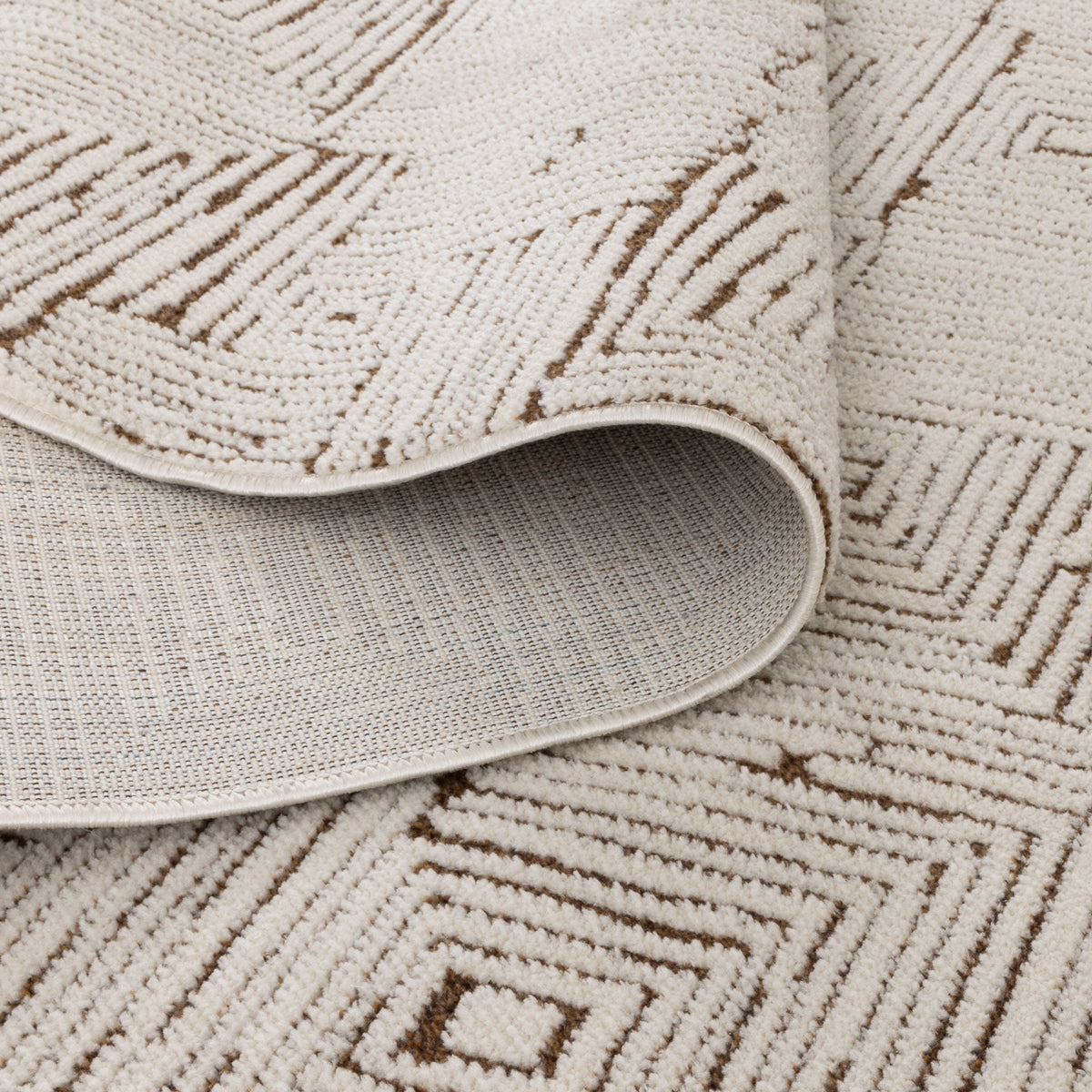Nila Geometric Squares Cream Brown Rug - MIL8: New Arrival