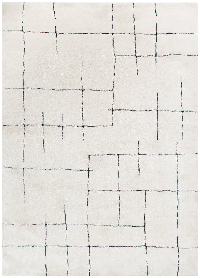 Nila Abstract Lines Black Cream Rug - MIL9: New Arrival