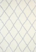 Moroccan Cream and Silver Diamond Rug
