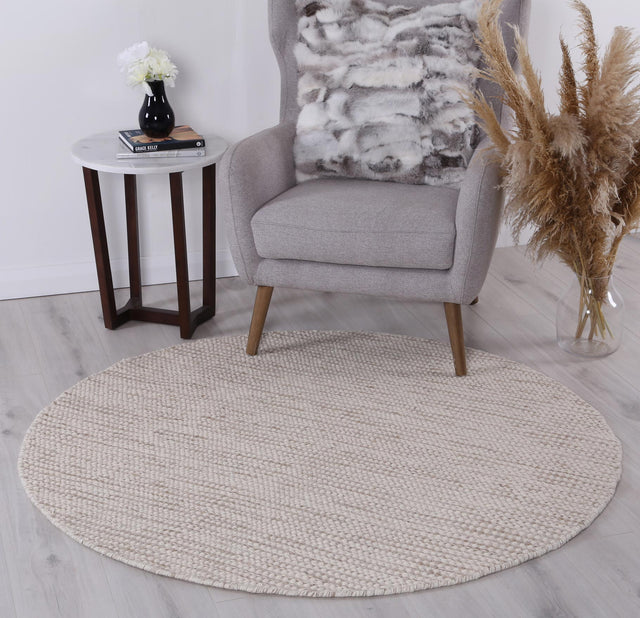 Scandi Brown Reversible Wool Round Rug