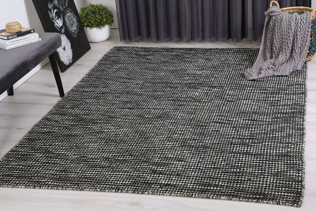 Scandi Black & White Reversible Wool Rug