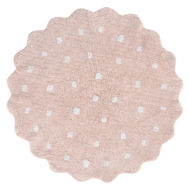 Tranquil Round Scalloped Kids Rug Blush Pink: New Arrival