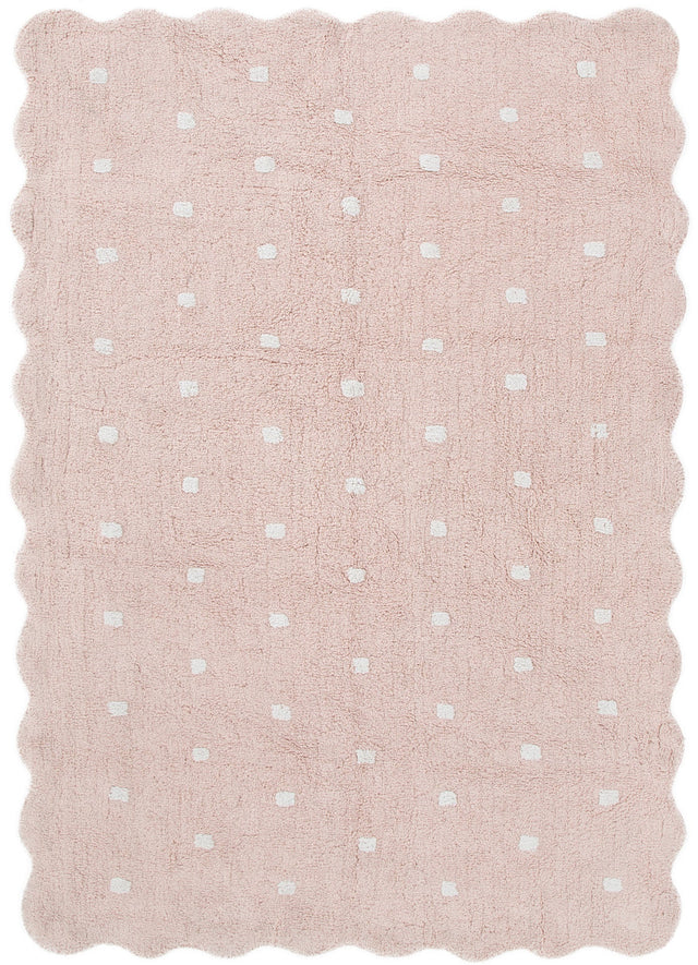 Tranquil Rectangle Scalloped Kids Rug Blush Pink: New Arrival