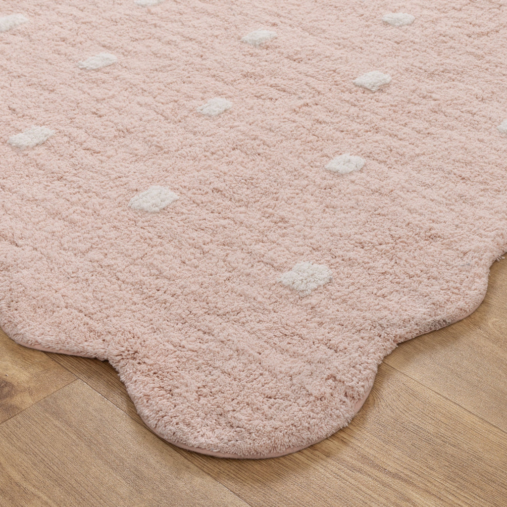 Mellow Rectangle Scalloped Kids Rug Blush Pink: New Arrival