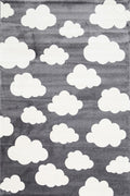 Piccolo Dark Grey and White Cloud Kids Rug