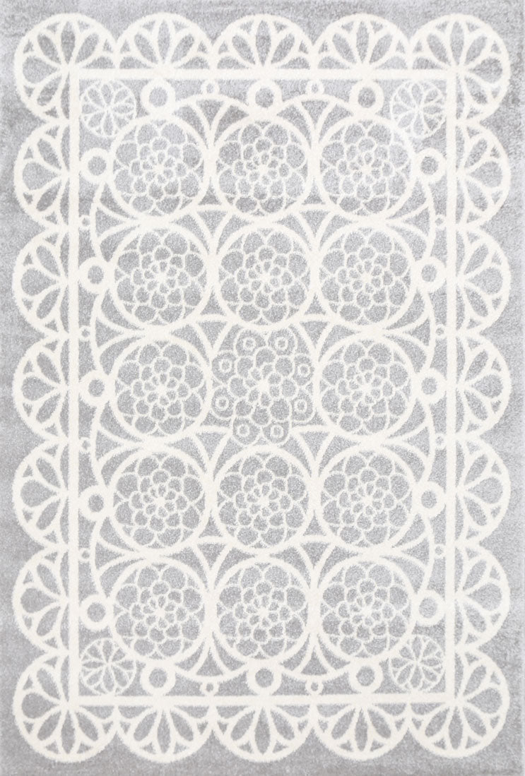Piccolo Grey and White Doily Kids Rug