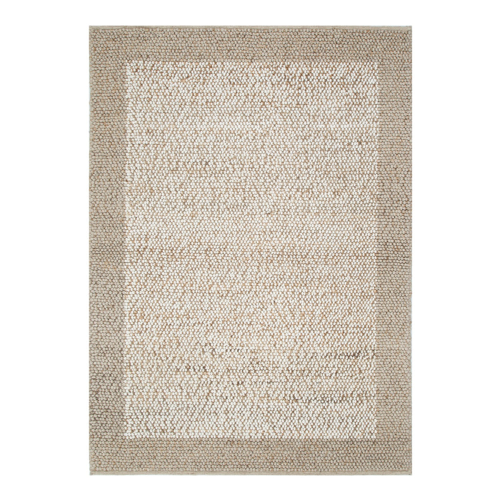 Eco Weave Plain Border Cream Beige Jute and Wool Rug