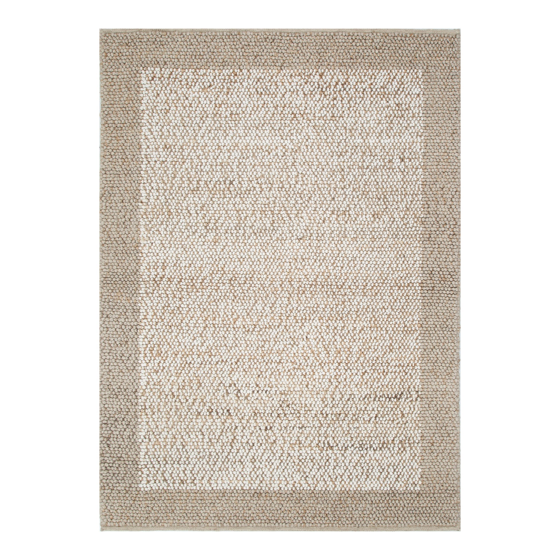 Eco Weave Plain Border Cream Beige Jute and Wool Rug