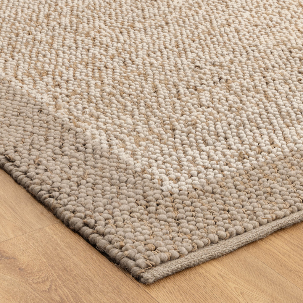 Eco Weave Plain Border Cream Beige Jute and Wool Rug