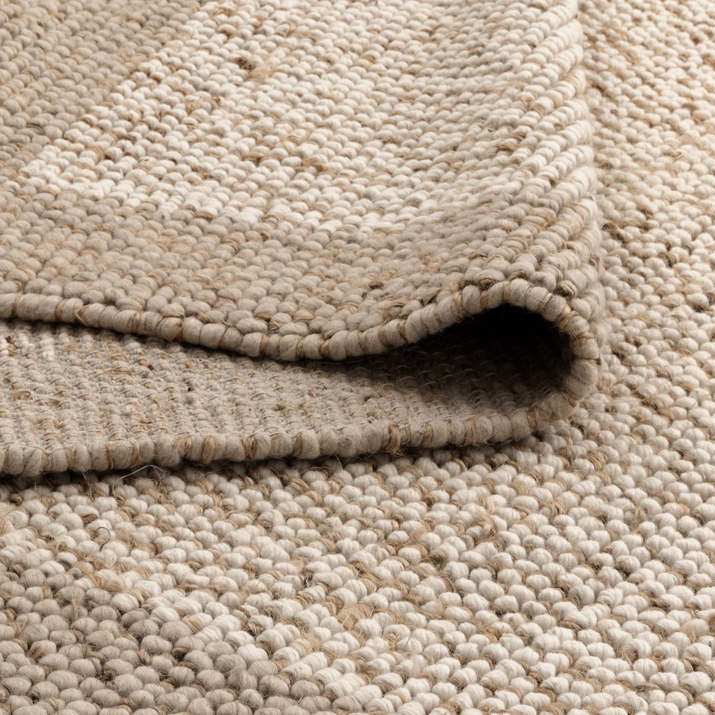 Eco Weave Plain Border Cream Beige Jute and Wool Rug