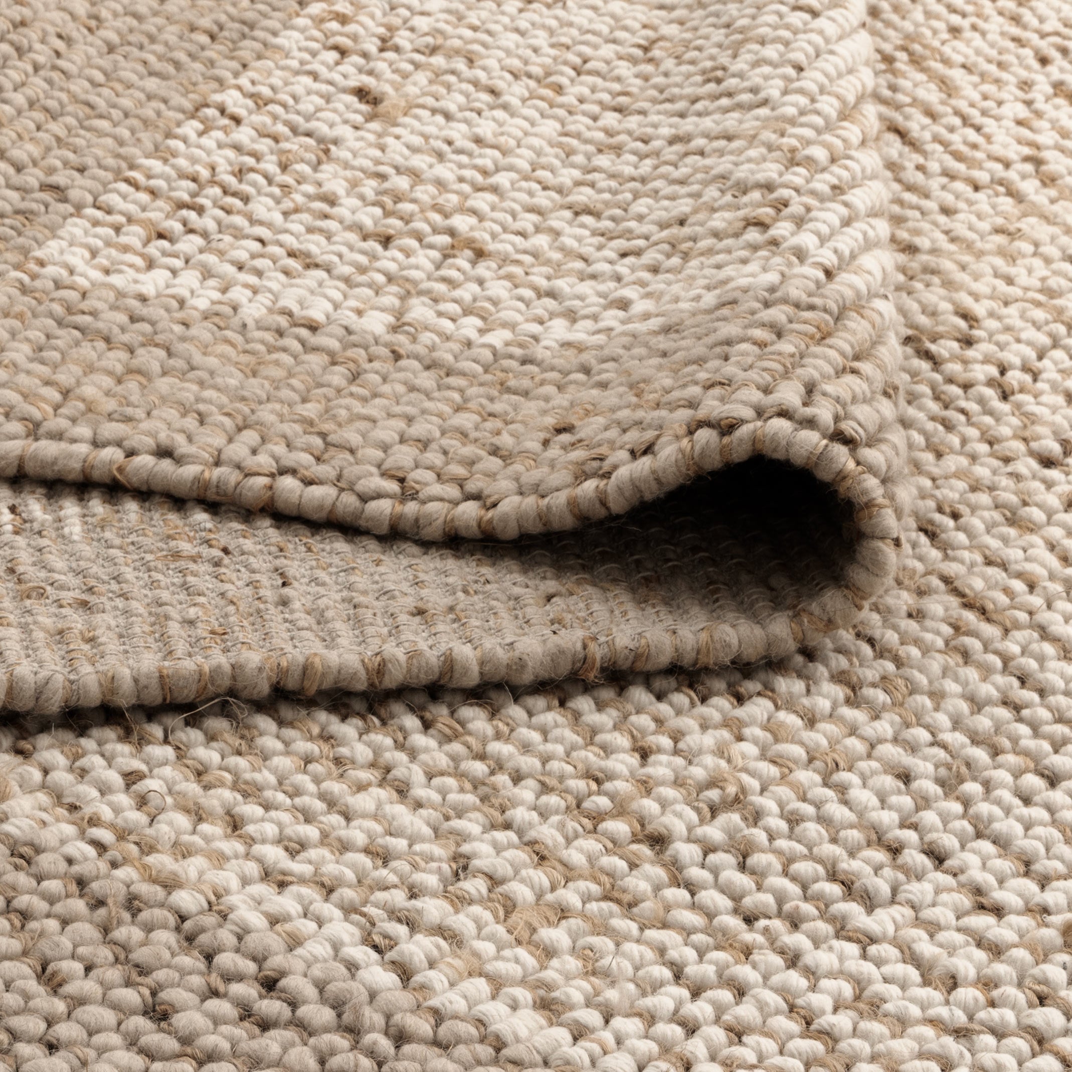 Eco Weave Plain Border Cream Beige Jute and Wool Rug