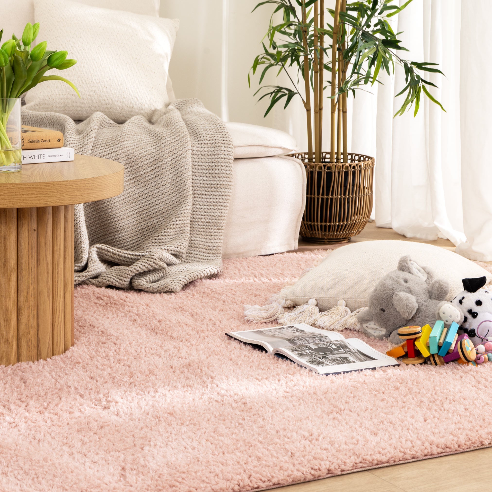Lune Shaggy Blush Pink Rug