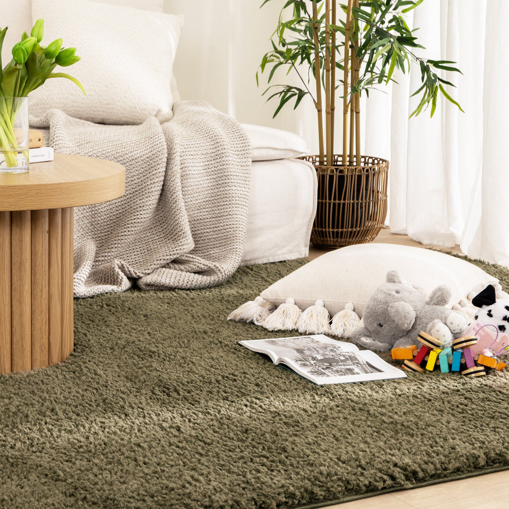 Lune Shaggy Olive Green Rug
