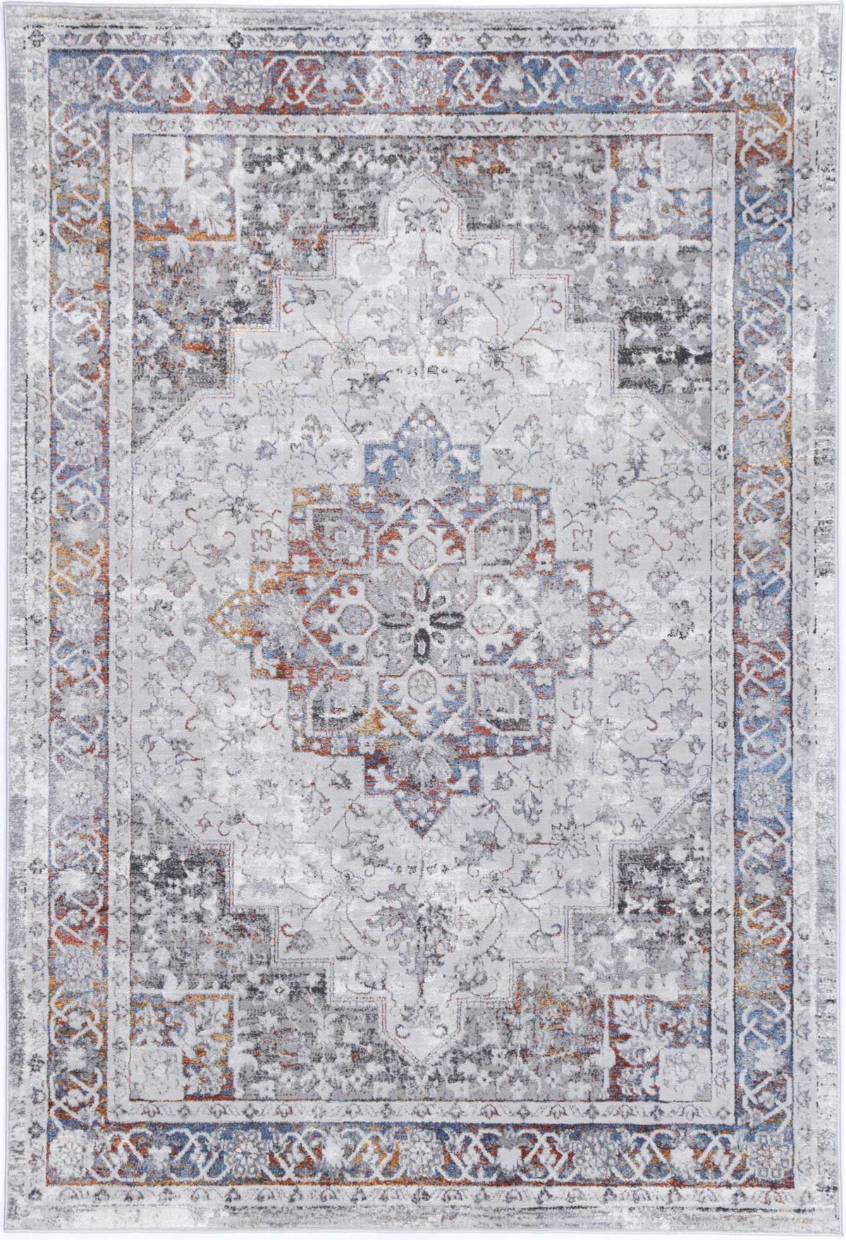 Lisbon Camila Grey & Blue Traditional Rug