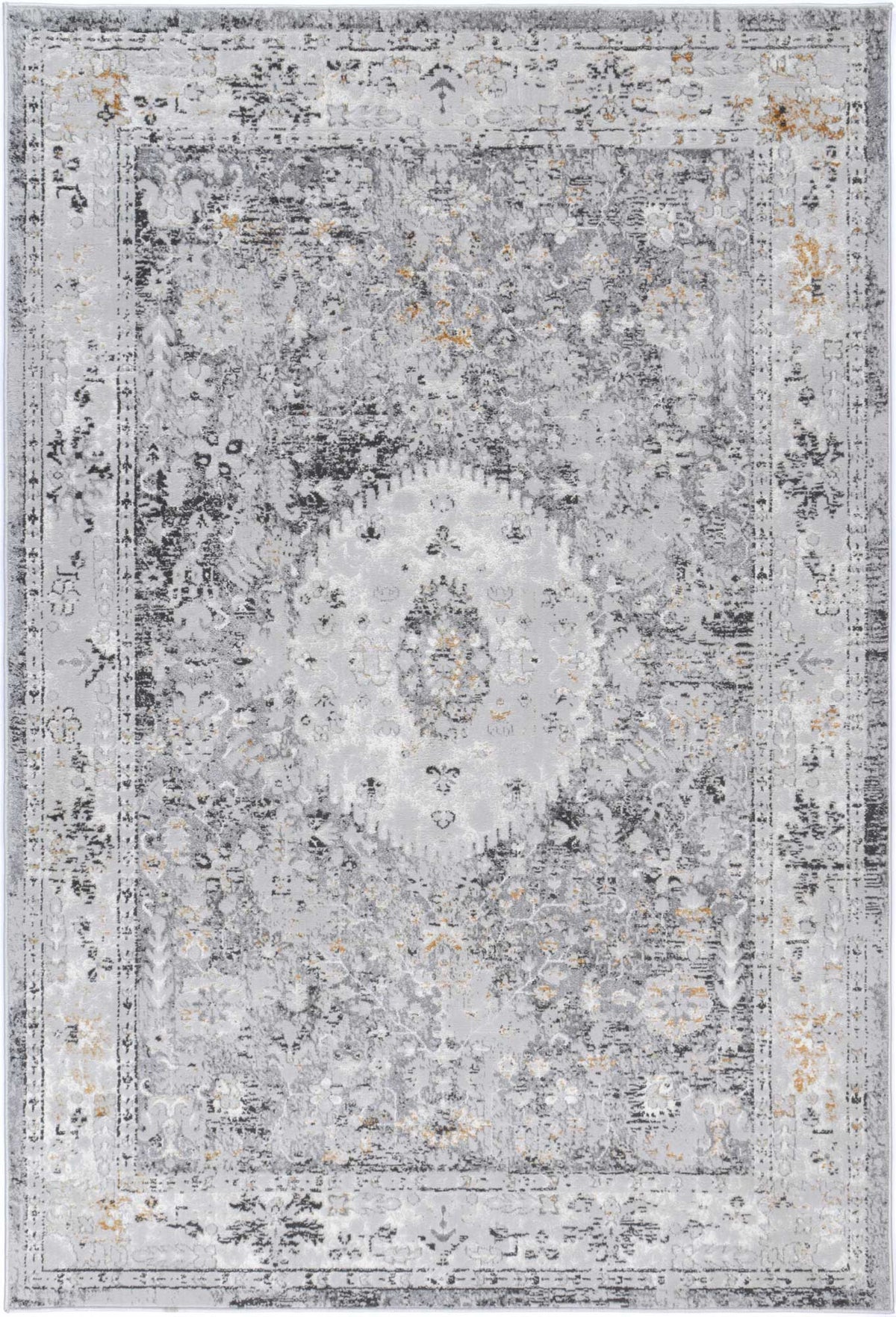 Lisbon Alexander Grey & Yellow Traditional Rug