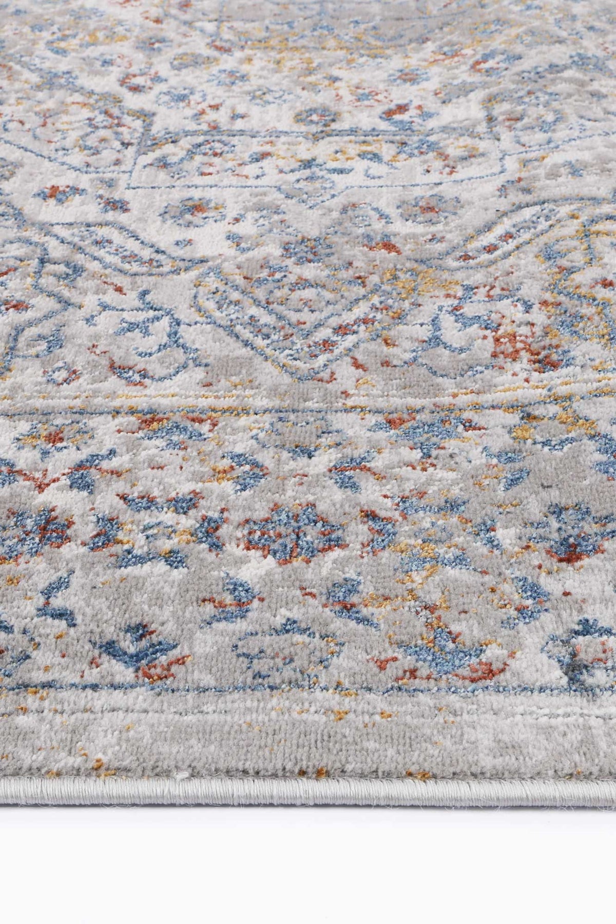 Lisbon Aurora Grey & Blue Traditional Rug