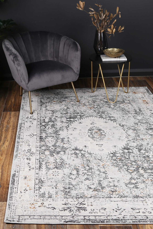 Lisbon Alexander Grey & Yellow Traditional Rug