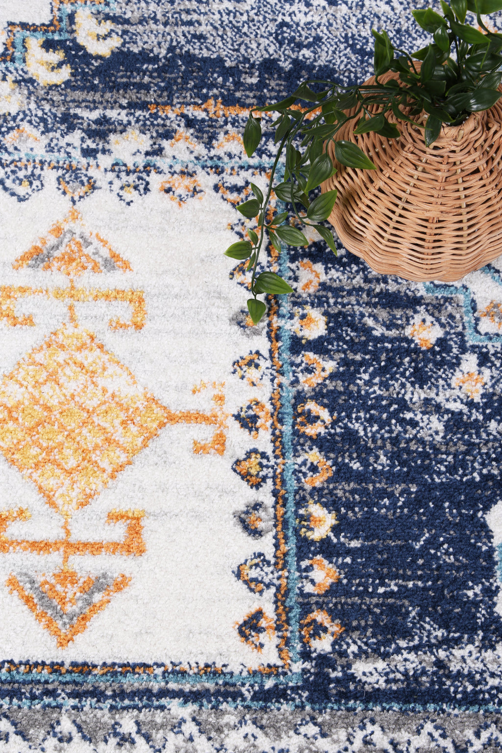 Provence Taza Blue Cream Transitional Rug - PROV06