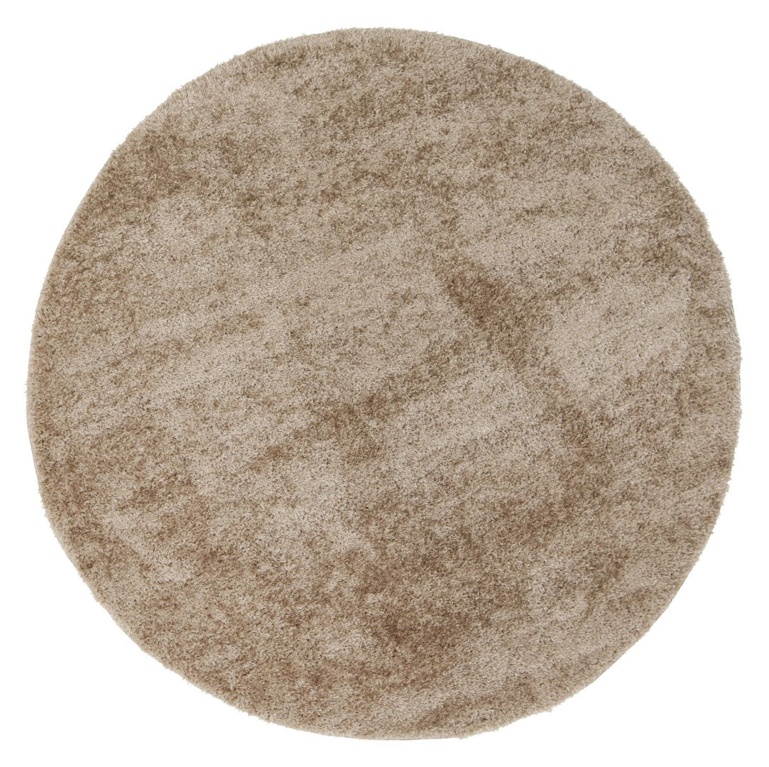 Plush Soft Shag Round Rug Beige