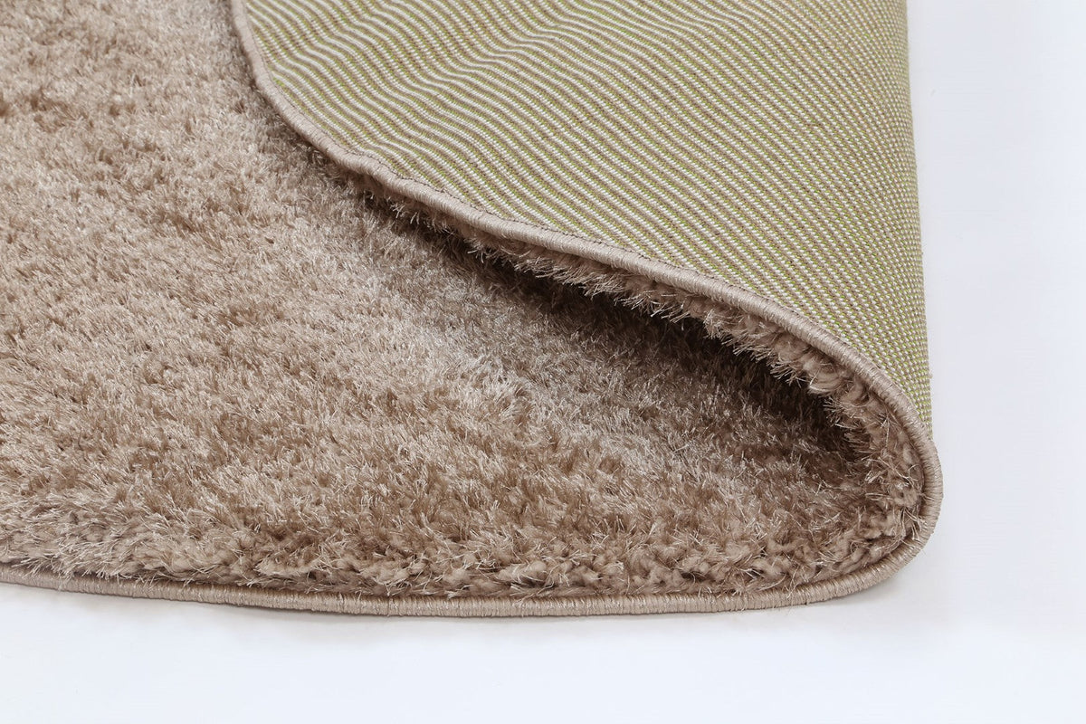 Plush Soft Shag Round Rug Beige