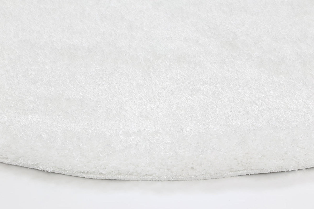 Plush Soft Shag Round Rug White