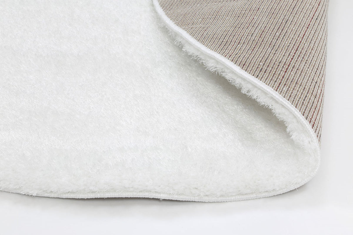 Plush Soft Shag Round Rug White