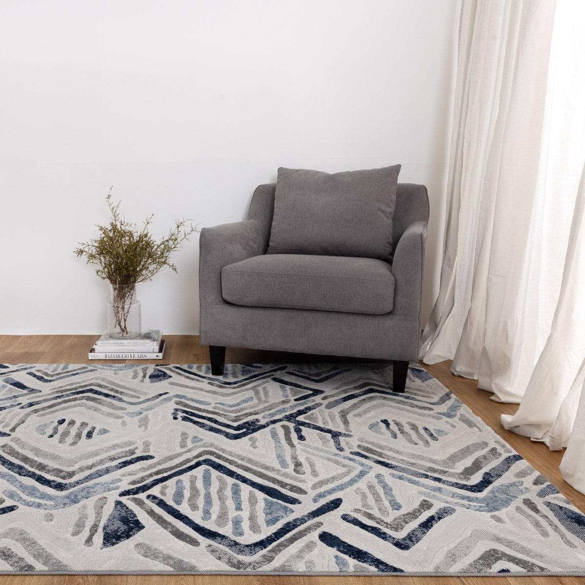 Garnet Diamond Blue Grey Rug