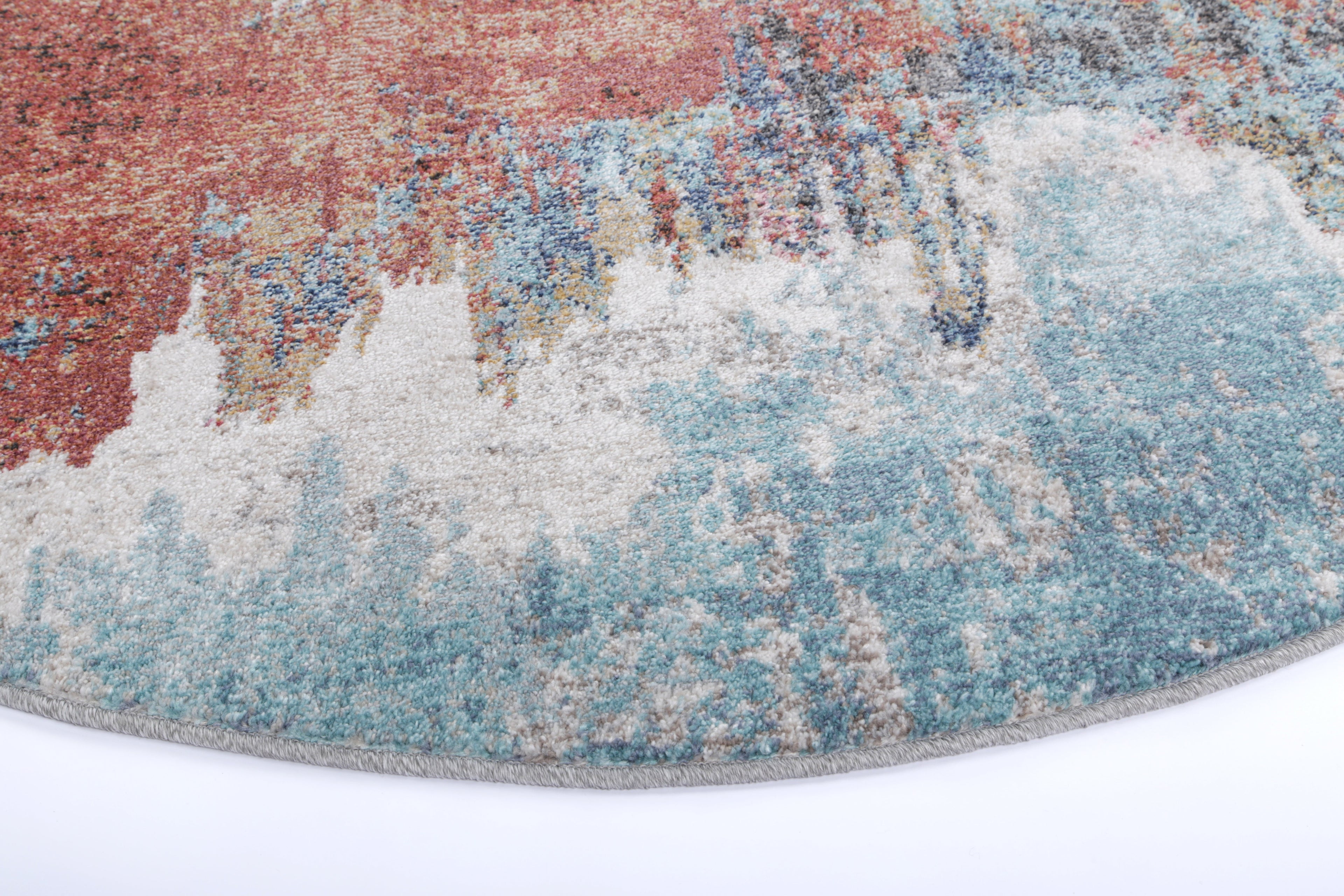 Salsa Jorge Blue & Terracotta Abstract Round Rug