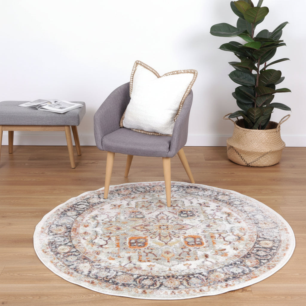 Santa Fe Morelia Vintage Cream Round Rug