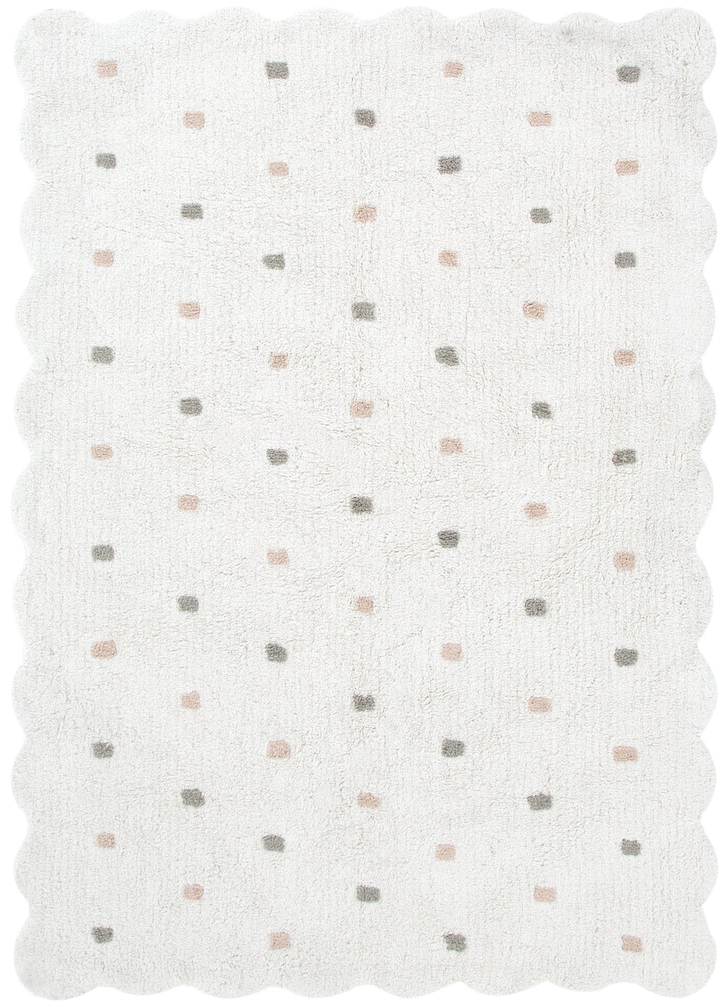 Mellow Rectangle Scalloped Kids Rug White & Multi: New Arrival