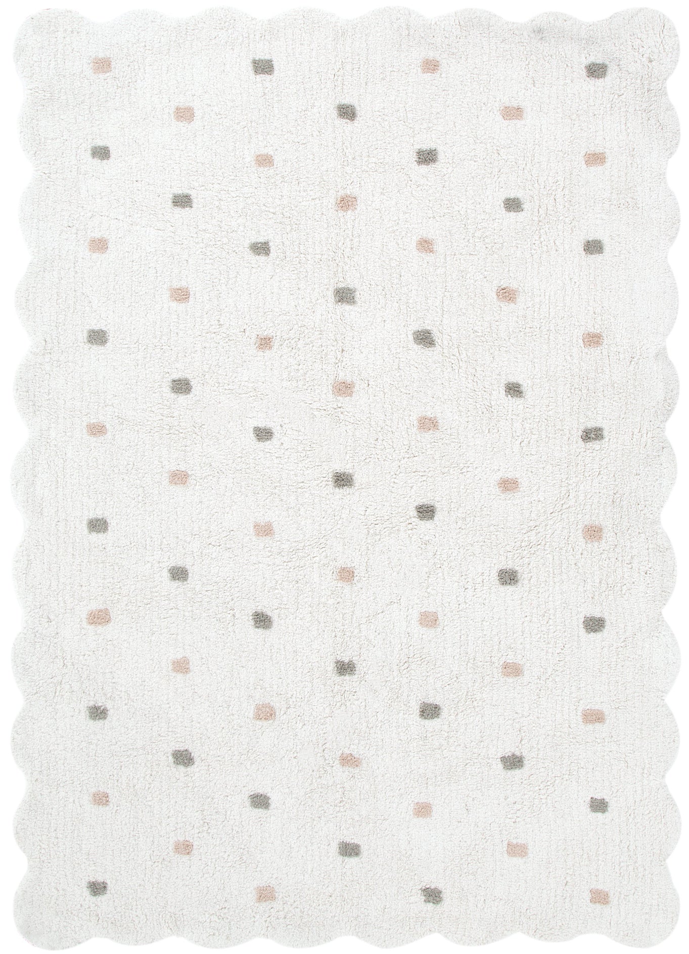 Mellow Rectangle Scalloped Kids Rug White & Multi: New Arrival