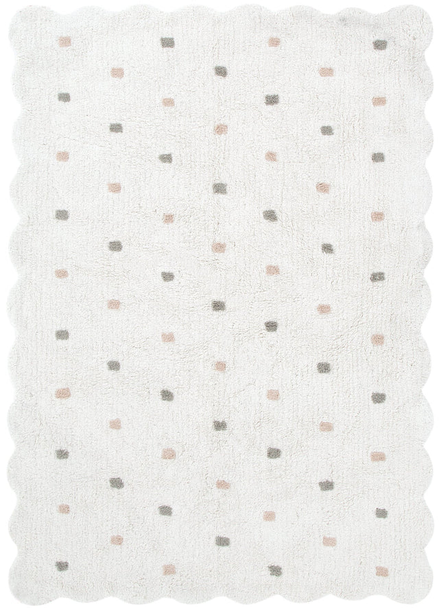 Tranquil Rectangle Scalloped Kids Rug White & Multi: New Arrival