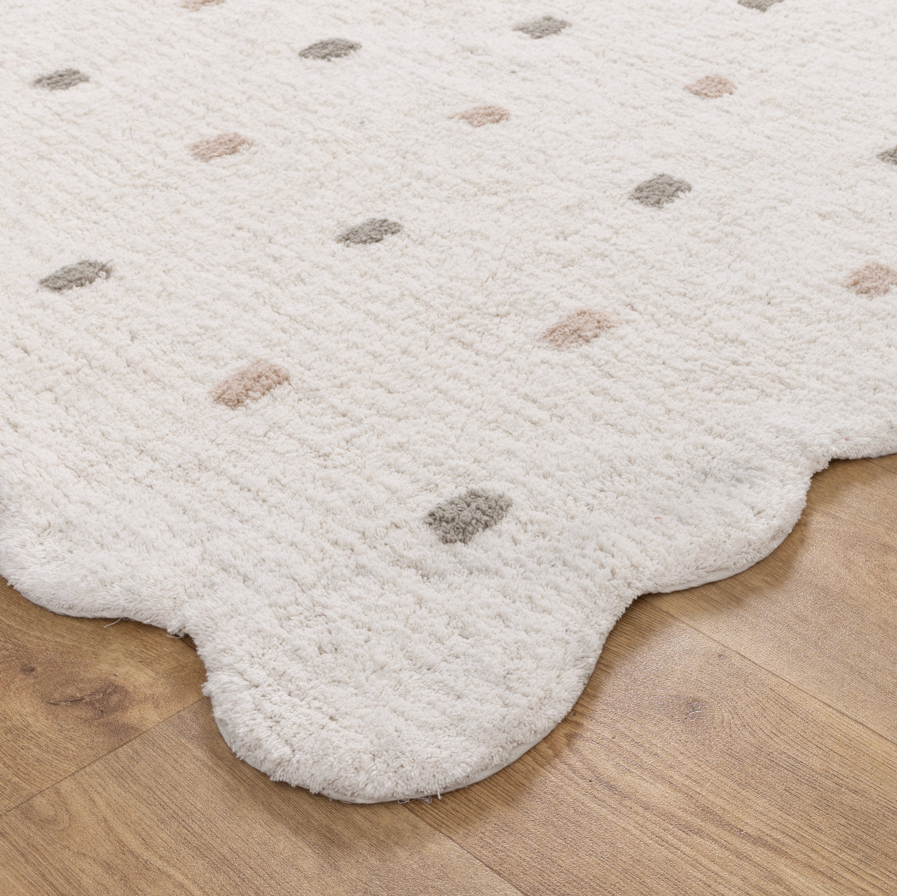 Mellow Rectangle Scalloped Kids Rug White & Multi: New Arrival
