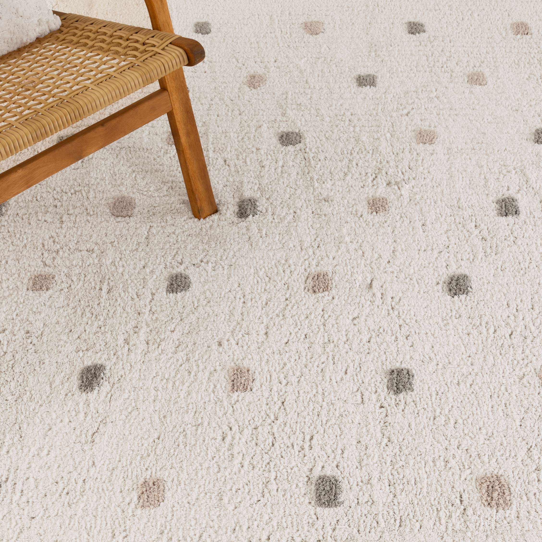 Mellow Rectangle Scalloped Kids Rug White & Multi: New Arrival