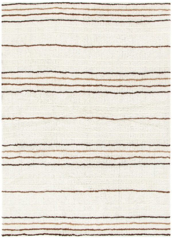Moorland Beige Stripe Washable Wool Rug