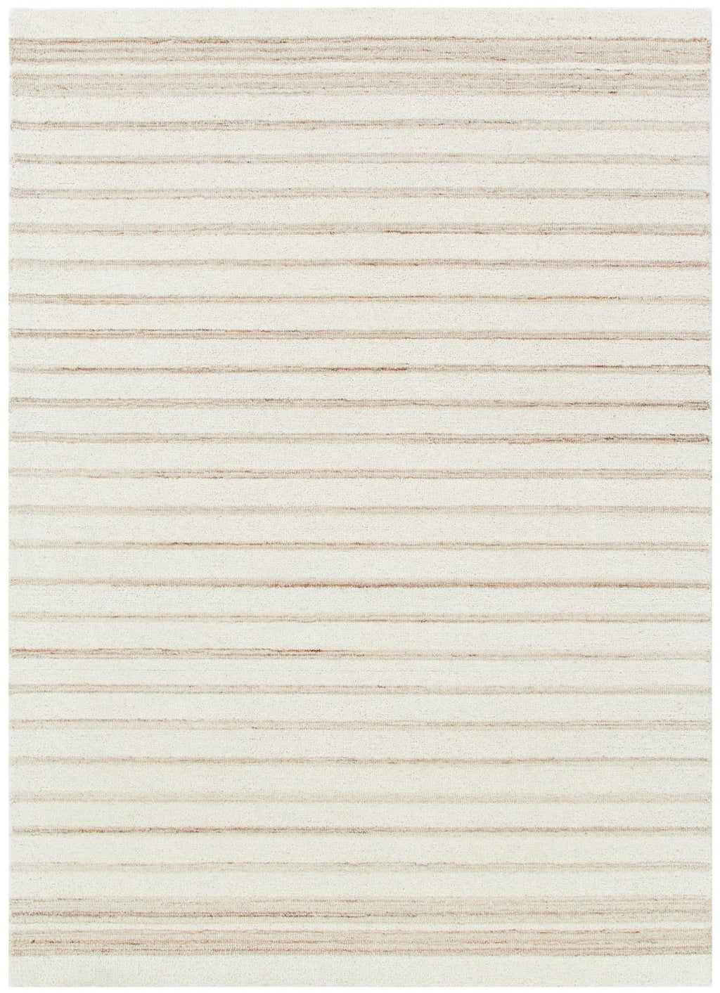 Praia Stripes Ivory Beige Wool Rug