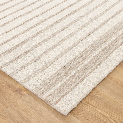 Algarve Stripes Ivory Beige Wool Rug