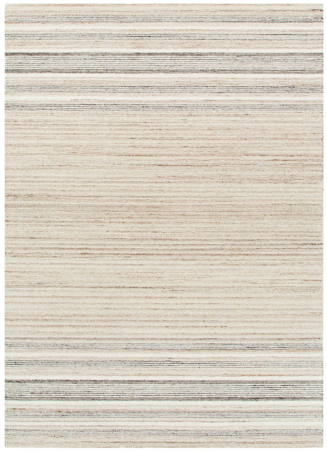 Algarve Multi Stripe Beige Grey Wool Rug