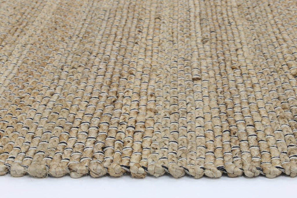 Taj Natural Basket Weave Black Jute Rug