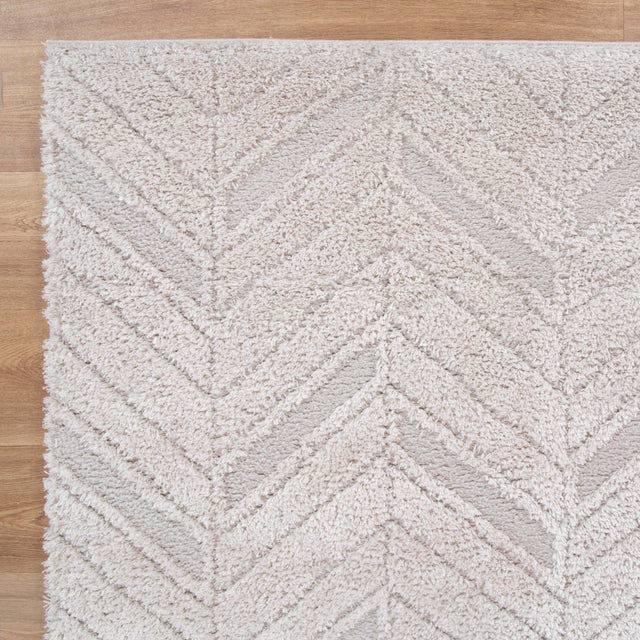Gentle Chevron Beige Shag Rug