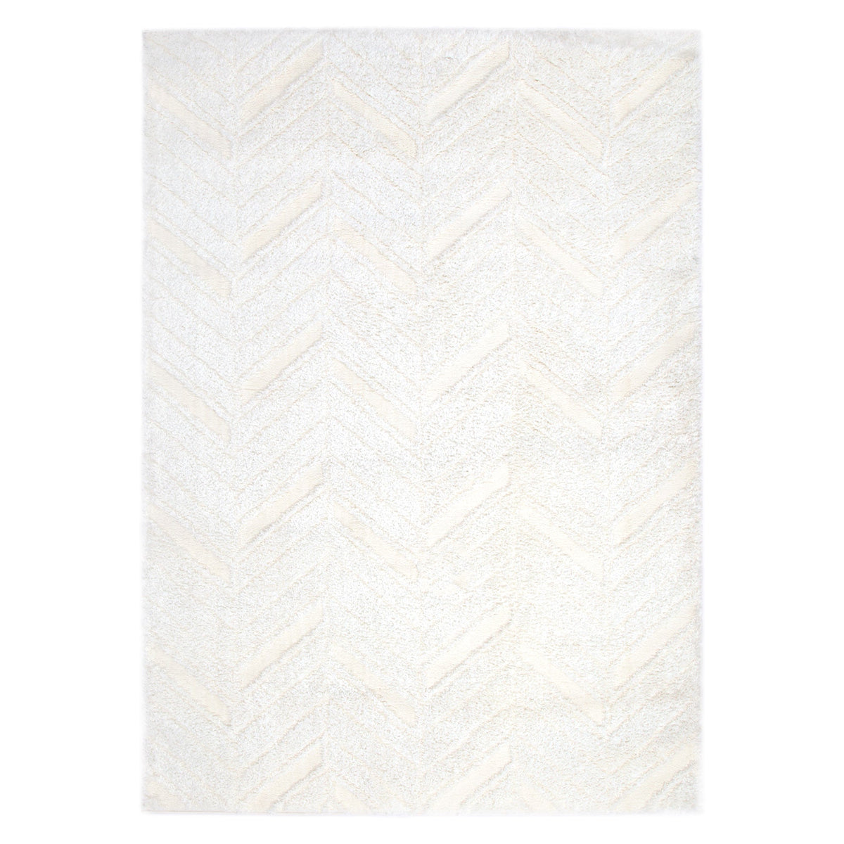 Gentle Chevron Cream Shag Rug