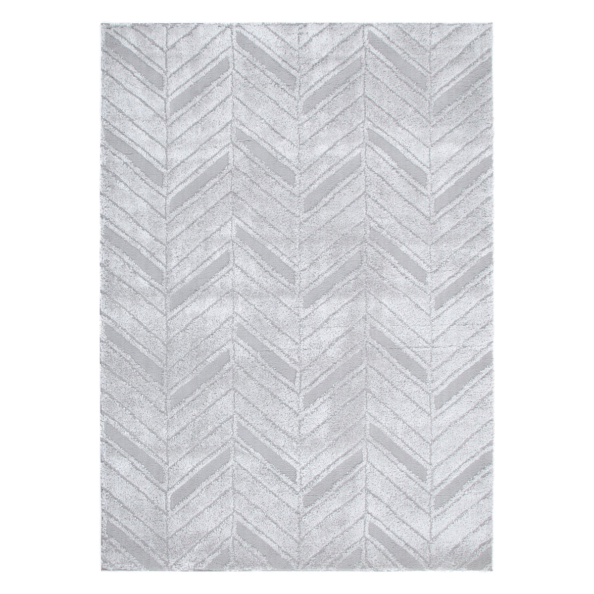 Gentle Chevron Silver Shag Rug
