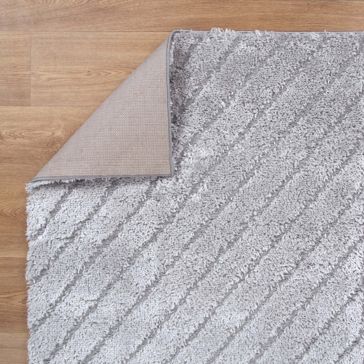 Gentle Modern Silver Shag Rug