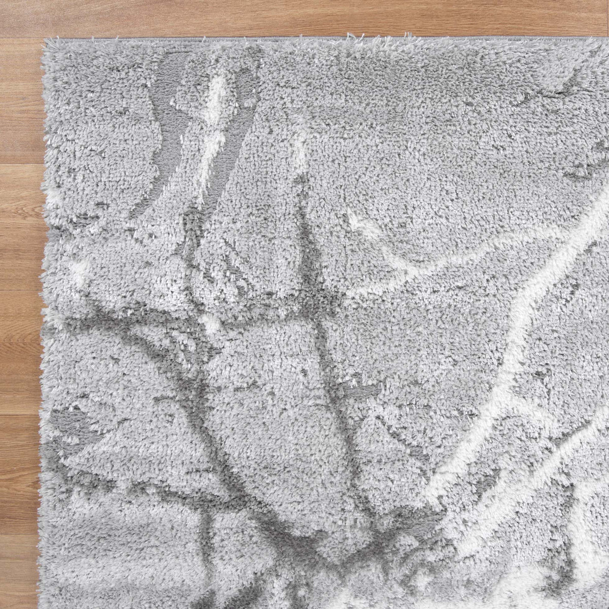 Gentle Abstract Silver Shag Rug